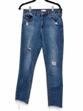 LEITH Distressed Raw Hem Skinny Jeans Size 30 Medium Wash